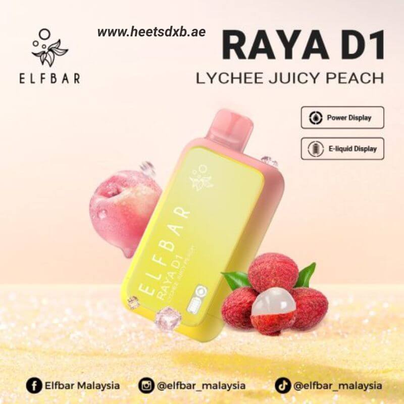 ELFBAR Raya D1 13000 Puffs 50mg Nicotine Lychee Juicy Peach