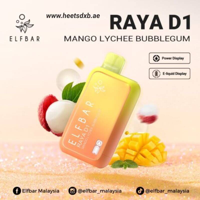 ELFBAR Raya D1 13000 Puffs 50mg Nicotine Mango Lychee Bubblegum