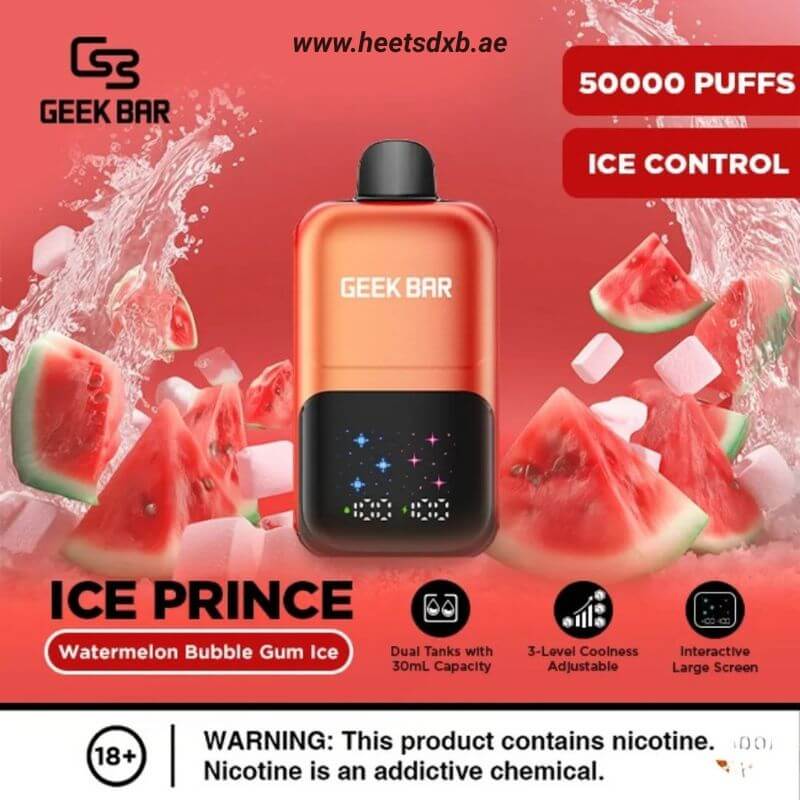 Geek Bar Ice Prince 50000 Puffs Disposable Vape Watermelon Bubble Gum Ice