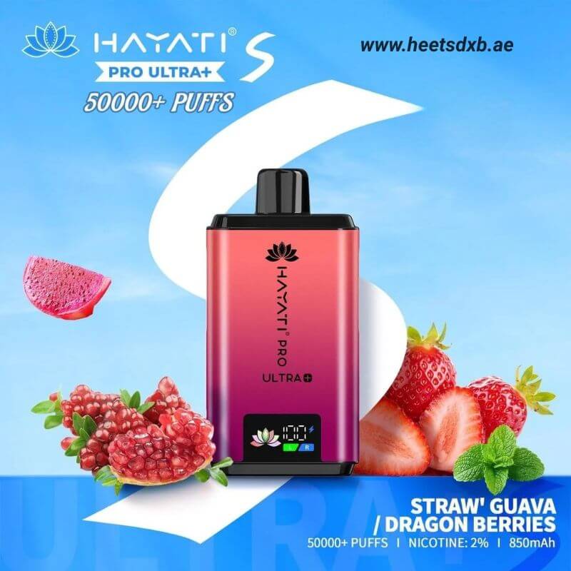 Hayati pro ultra+ S 50000 puffs 20MG nicotine Straw Guava / Dragon Berries