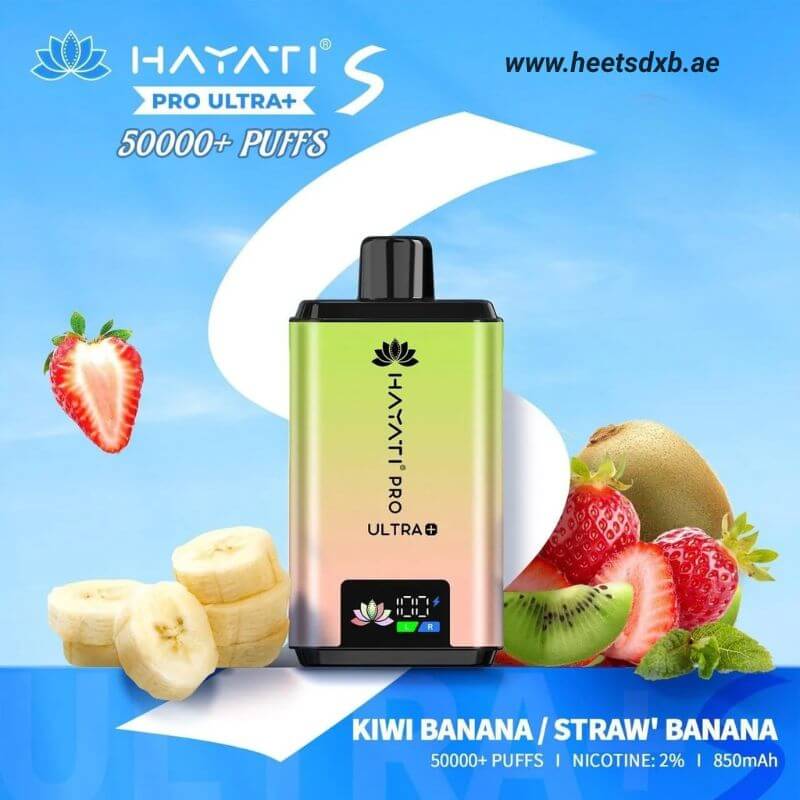 Hayati pro ultra+ S 50000 puffs 20MG nicotine Kiwi Banana / Straw Banana