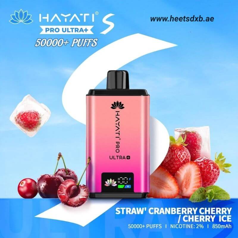 Hayati pro ultra+ S 50000 puffs 20MG nicotine Straw Cranberry Cherry / Cherry Ice