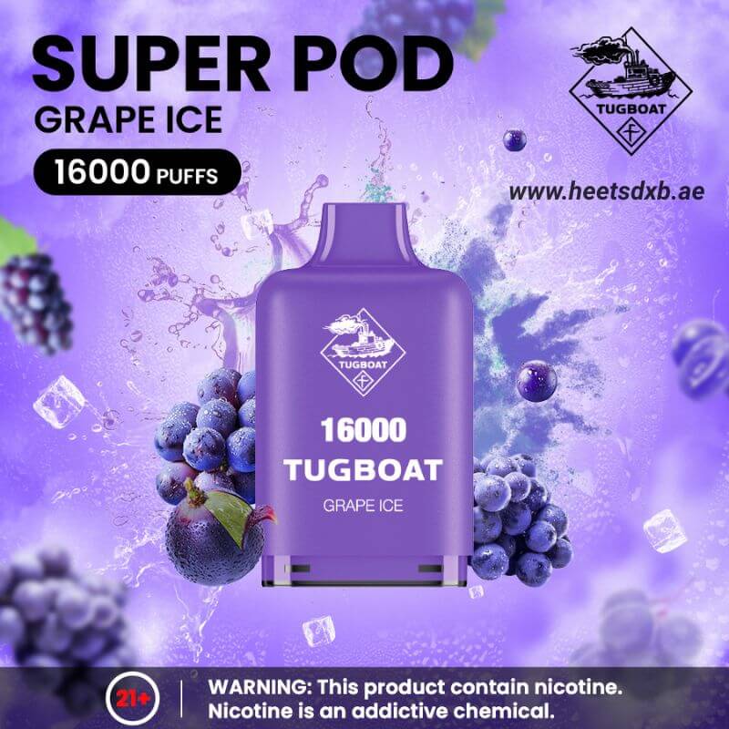 Tugboat Super 16000 Pod Cartridges Disposable Vape Grape Ice