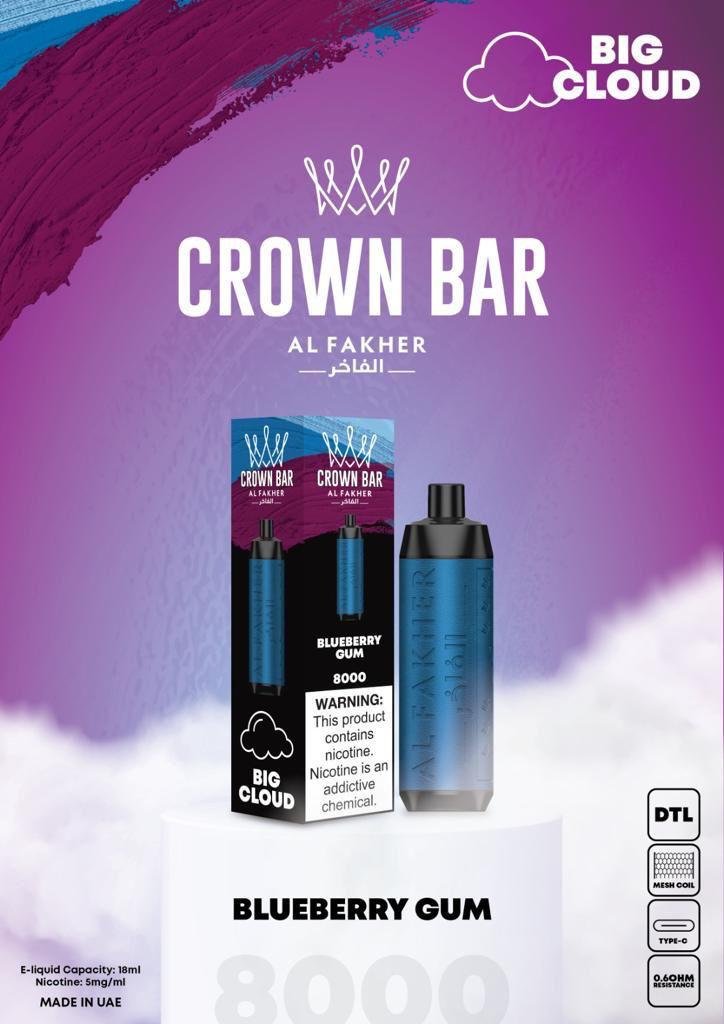 AL FAKHER CROWN BAR 8000 PUFFS BLUEBERRY GUM