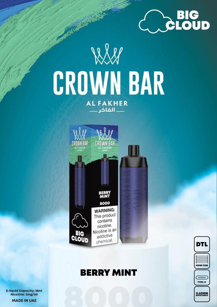 AL FAKHER CROWN BAR 8000 PUFFS BERRY MINT