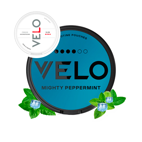 VELO NICOTINE POUCHES MIGHTY PEPPERMINT(FREEZE) made in Sweden 10 IN 1 ROLLS