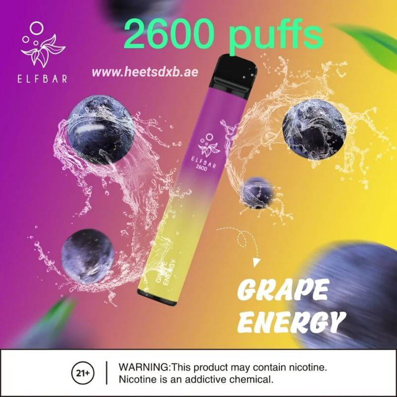 Elf Bar 2600 Puffs 2% nicotine Disposable Vape Grape Energy