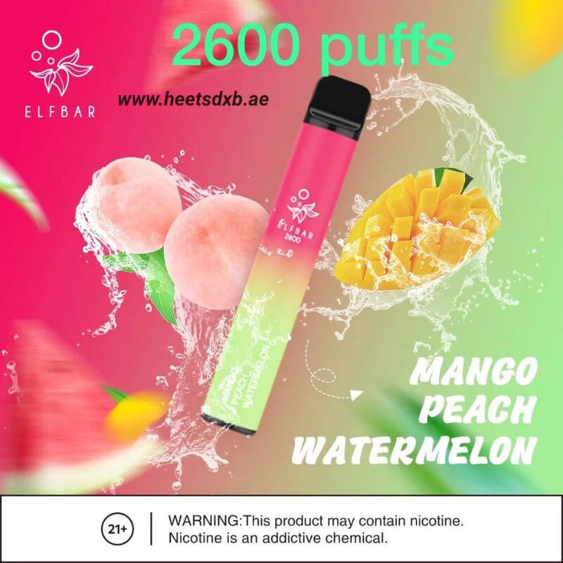 Elf Bar 2600 Puffs 2% nicotine Disposable Vape Mango Peach Watermelon