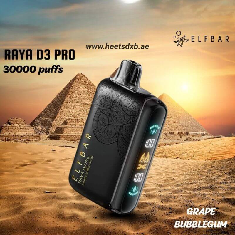 Elf Bar 30000 Puffs Raya D3 Pro Disposable Vape Grape Bubblegum
