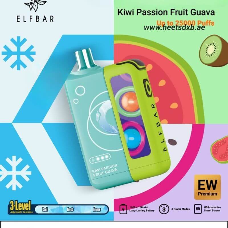 Elf Bar ew premium 25000 Puffs Disposable Vape in Dubai Kiwi Passion Fruit Guava
