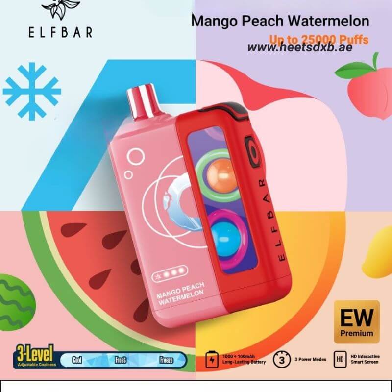 Elf Bar ew premium 25000 Puffs Disposable Vape in Dubai Mango Peach Watermelon
