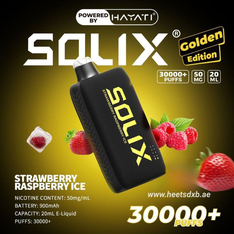 Hayati Solix 30000 Puffs 50MG Nicotine Disposable Vape Strawberry Raspberry Ice 