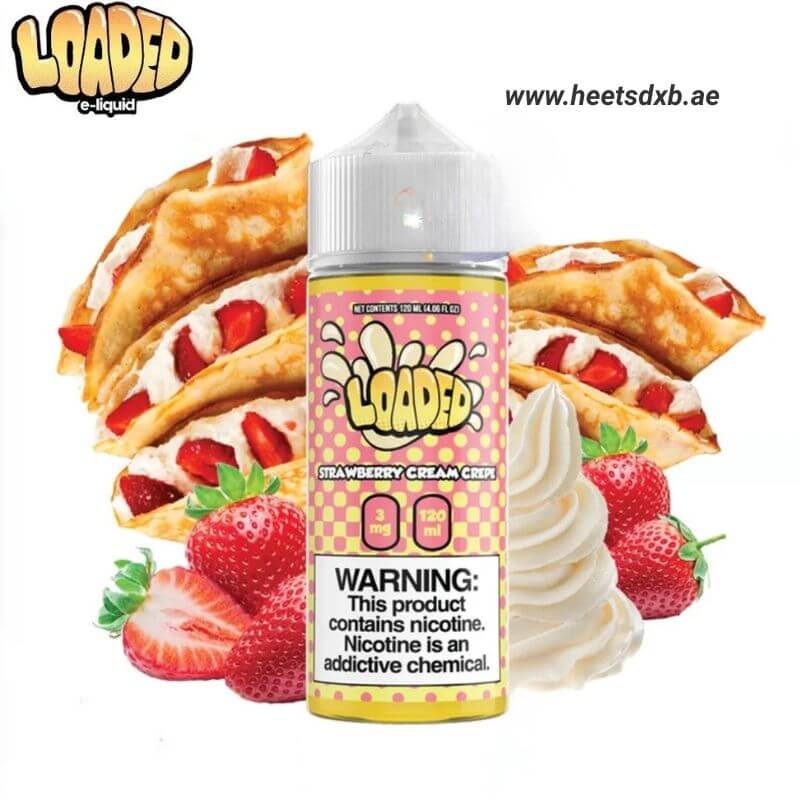 Loaded E-liquid 120ml 3mg Nicotine in Dubai Strawberry Cream Crepe
v