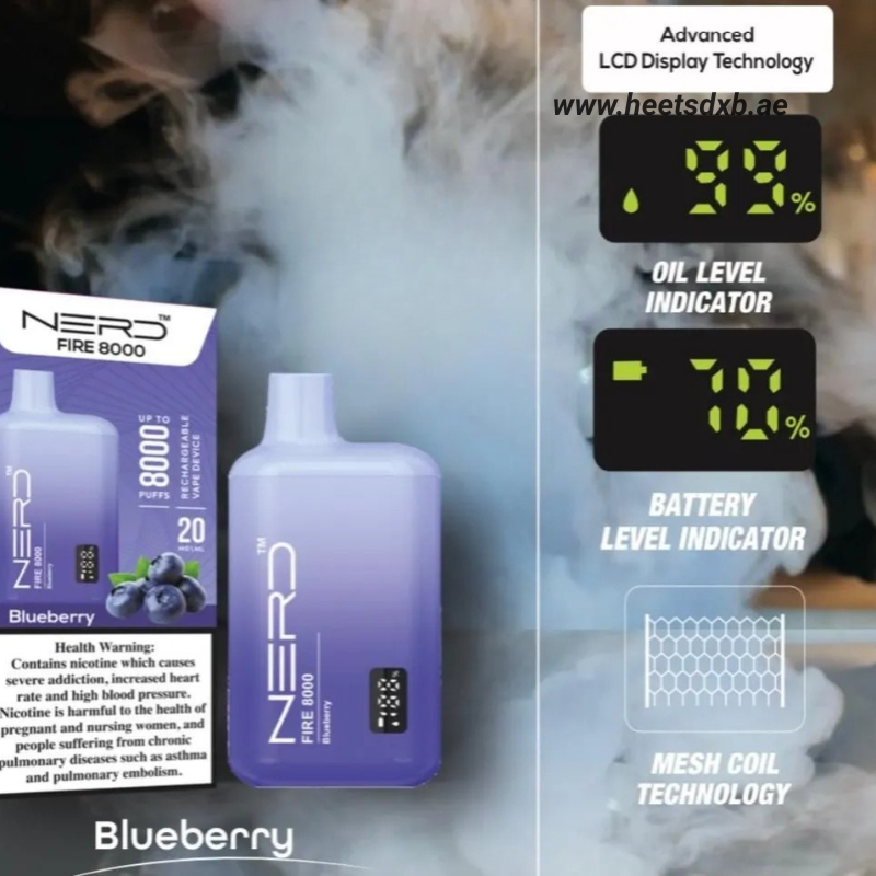 Nerd Fire 8000 Puffs Disposable Vape In Dubai Blueberry