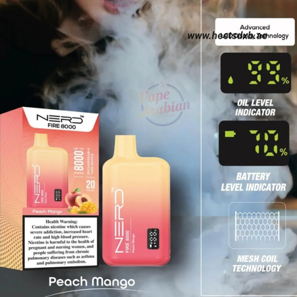 Nerd Fire 8000 Puffs Disposable Vape In Dubai Peach Mango
