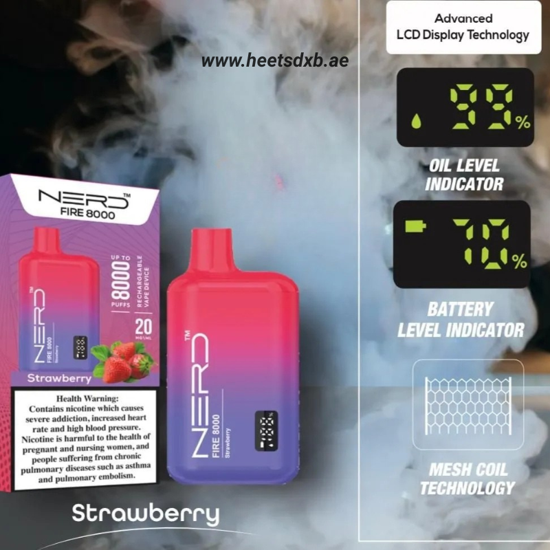 Nerd Fire 8000 Puffs Disposable Vape In Dubai Strawberry
