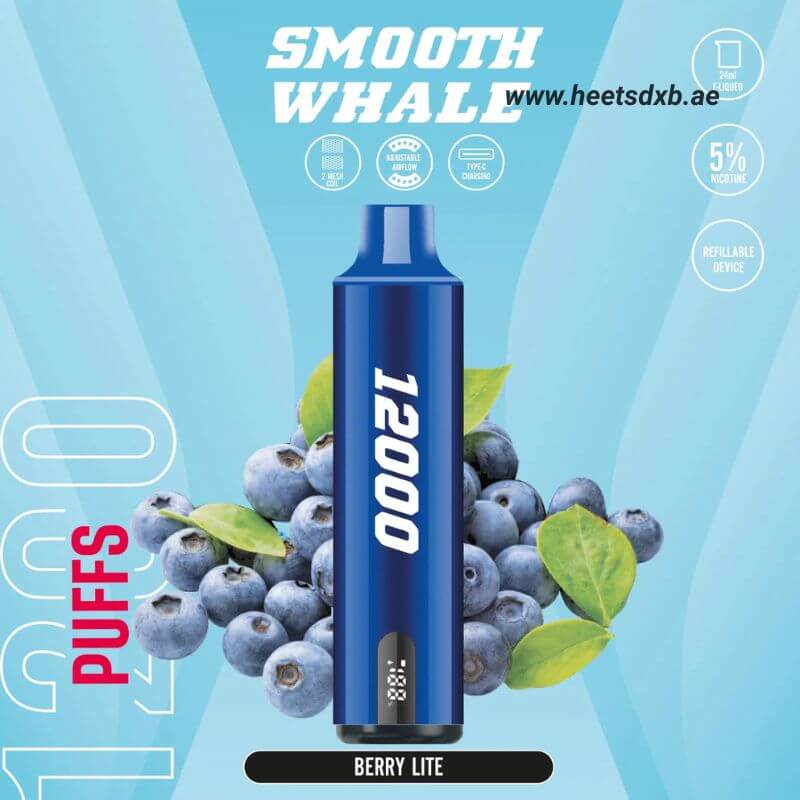 SMOOTH Whale Disposable 2% & 5% 12000 Puffs Rechargeable Vape in Dubai Berry Lite
