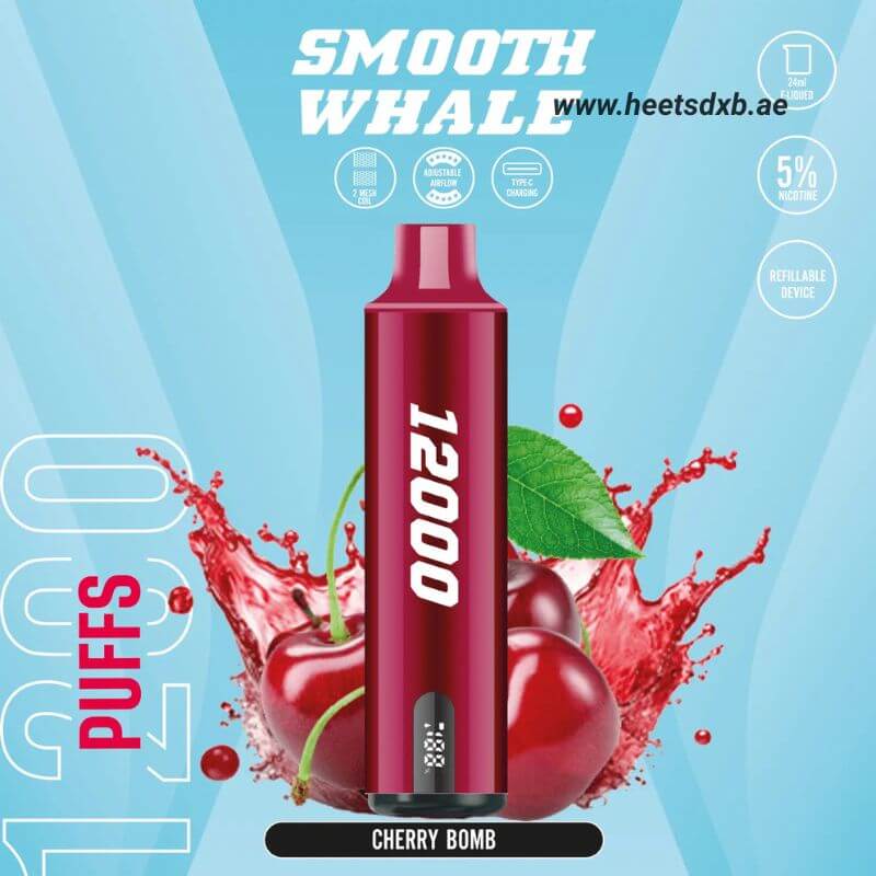 SMOOTH Whale Disposable 2% & 5% 12000 Puffs Rechargeable Vape in Dubai Cherry bomb
