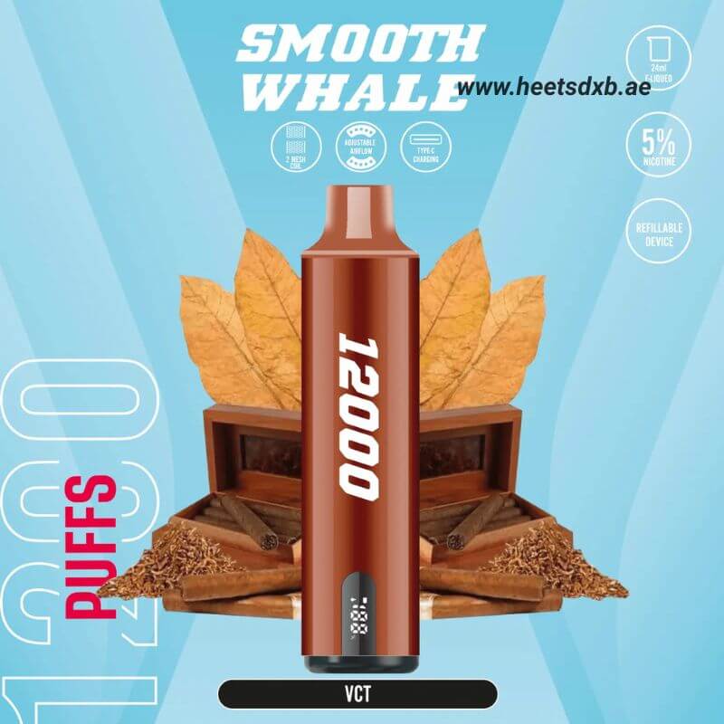 SMOOTH Whale Disposable 2% & 5% 12000 Puffs Rechargeable Vape in Dubai VCT