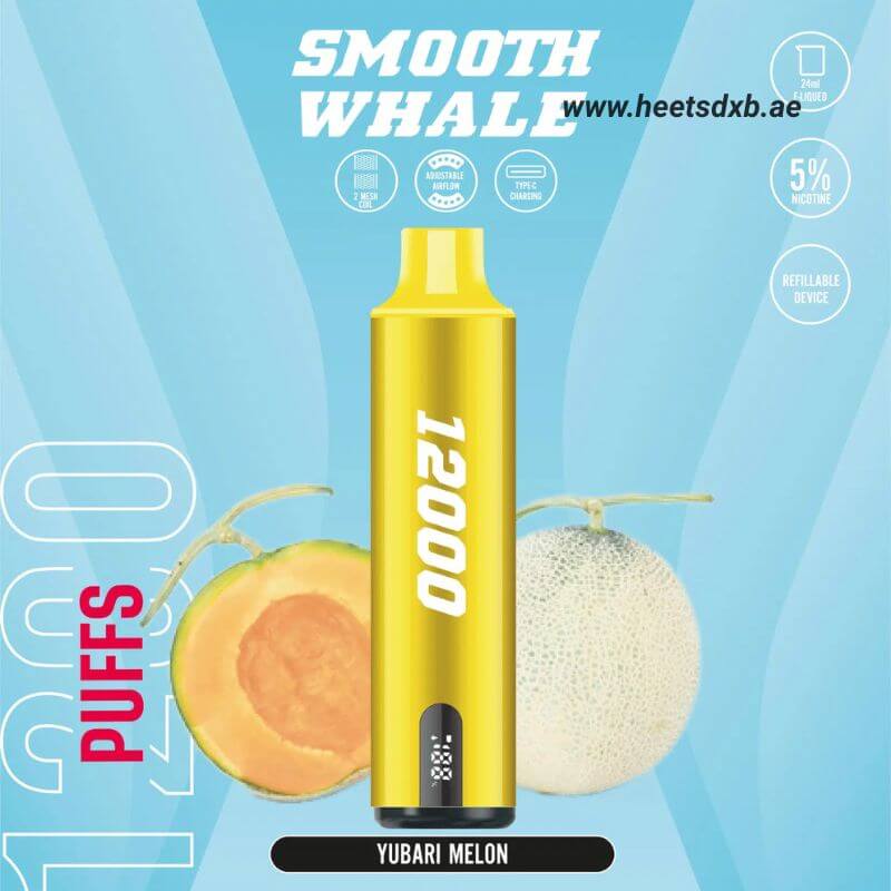 SMOOTH Whale Disposable 2% & 5% 12000 Puffs Rechargeable Vape in Dubai Yubari Melon
