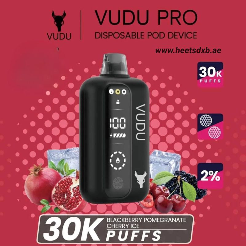 VUDU PRO 30000 Puffs 20MG Nicotine in Dubai Blackberry Pomegranate Cherry Ice
