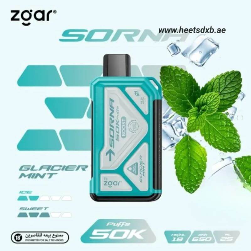 ZGAR Sorna Boost 50000 Puffs 18mg Nicotine in Dubai GLACIER MINT
