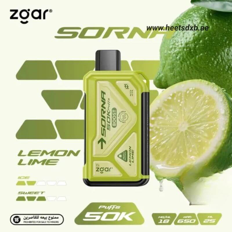 ZGAR Sorna Boost 50000 Puffs 18mg Nicotine in Dubai LEMON LIME
