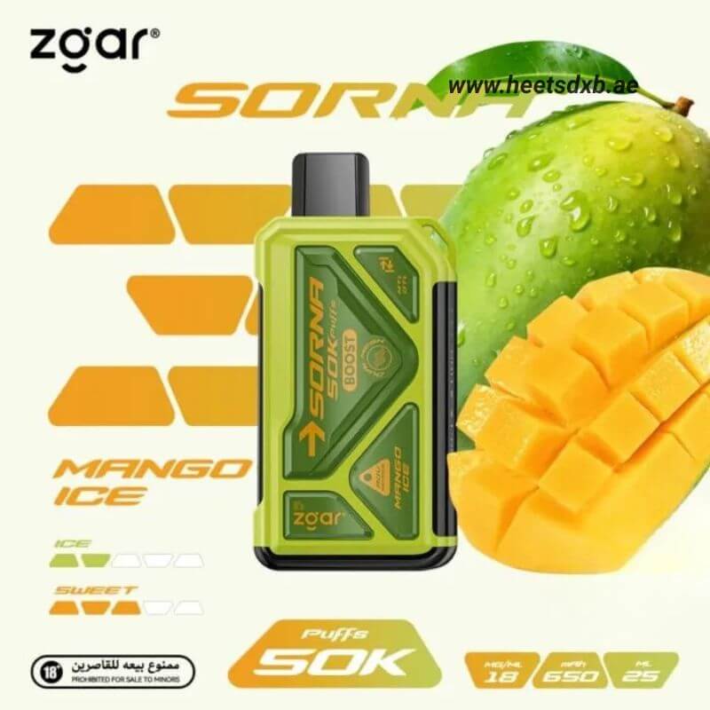 ZGAR Sorna Boost 50000 Puffs 18mg Nicotine in Dubai MANGO ICE
