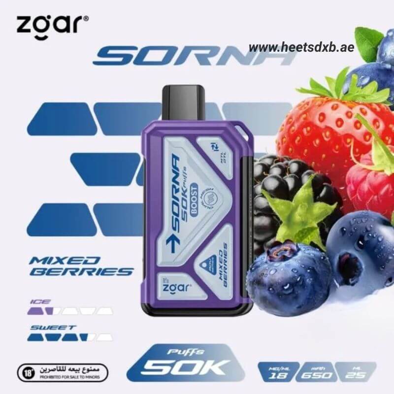 ZGAR Sorna Boost 50000 Puffs 18mg Nicotine in Dubai MIXED BERRIES
