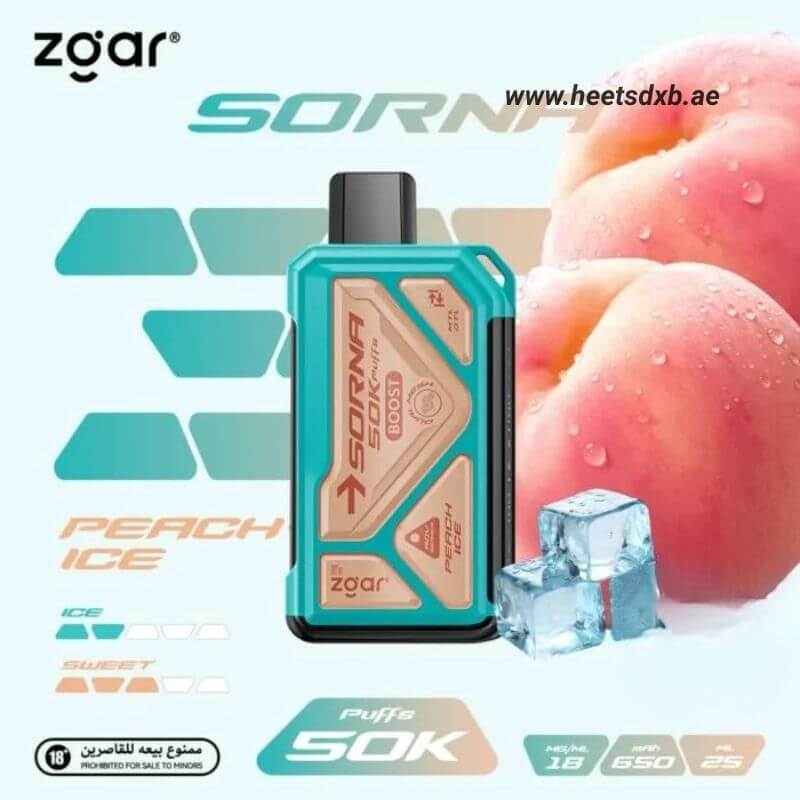 ZGAR Sorna Boost 50000 Puffs 18mg Nicotine in Dubai PEACH ICE
