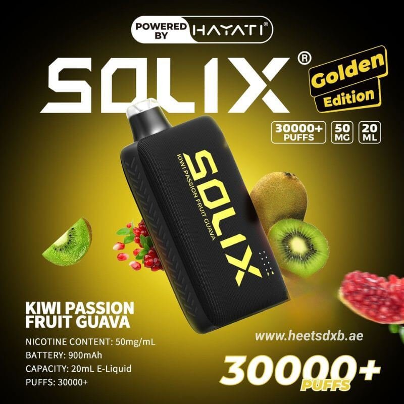 HayatiSolix30000Puffs50MGNicotineDisposableVapeKiwiPassionFruitGuava.jpg Hayati Solix 30000 Puffs 50MG Nicotine Disposable Vape In Dubai - Image 1